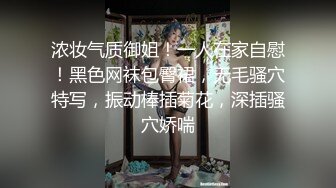 浓妆气质御姐！一人在家自慰！黑色网袜包臀裙，无毛骚穴特写，振动棒插菊花，深插骚穴娇喘